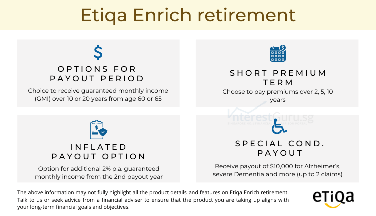 Etiqa Enrich retirement Benefit Table